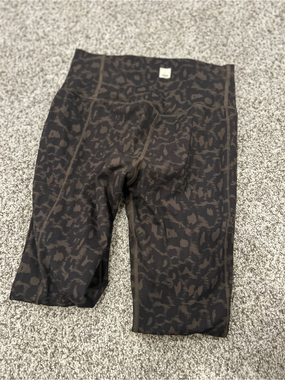 Vuori Black and Brown Leopard-Print Bike Shorts